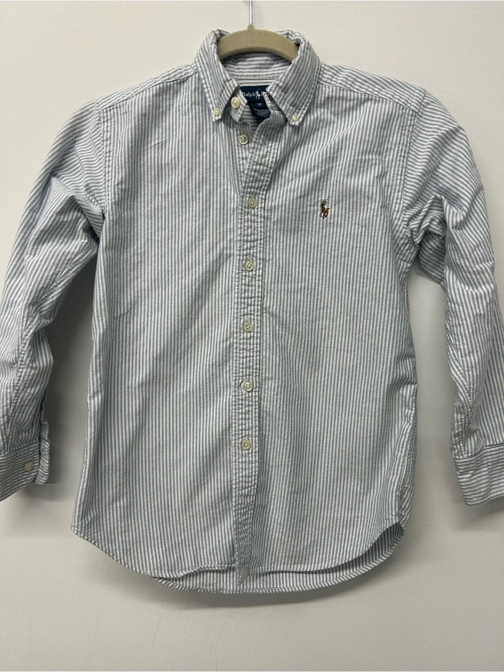 Ralph Lauren Light Blue & White Striped Button-Down Shirt